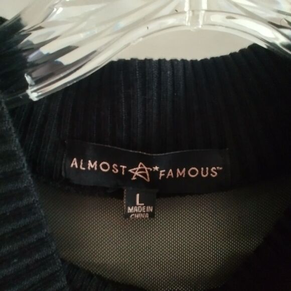 Almost Famous Sheer Black Bodycon Stretch Dress L Vampy Grunge Goth Sexy Witchy - Picture 5 of 6